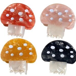 🔹️NWT Sunday State Multicolor Mushroom Set of 4 Hair Clips